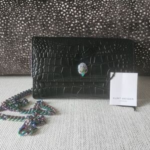 Kurt Geiger Black Croc-Embossed Women's Bag